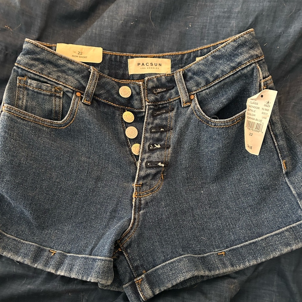 PacSun Blue Denim Women's Shorts Button Up, 5 Pockets NWT, FUN!! - Picture 1 of 8